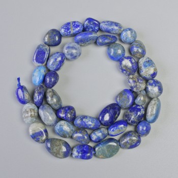 Lapis Lazuli Beads, Natural Stone, Faceted, Diameter 8x10 mm ±, Length 40 cm ± on Thread