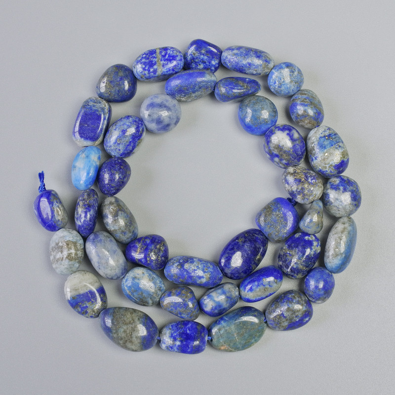 Lapis Lazuli Beads, Natural Stone, Faceted, Diameter 8x10 mm ±, Length 40 cm ± on Thread