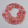 Strawberry Quartz Beads, natural stone, faceted, diameter 9x11 mm, length 41 cm on thread