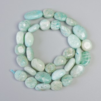 Amazonite beads, natural stone, faceted, diameter 10×12 mm, length 38 cm on thread