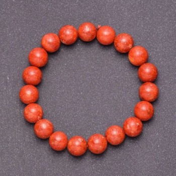 Sponge Coral Bracelet with Smooth Beads, 12 mm Diameter, 18 cm Length (Stretch)