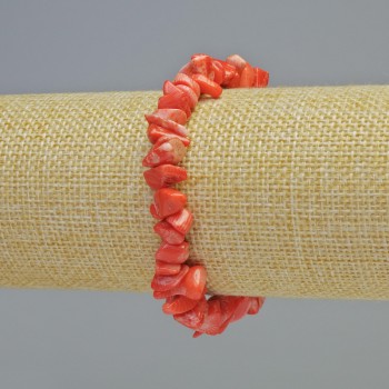 Bracelet of natural carrot coral - crumb-sized pieces, diameter 9x4mm +/- (stretch), length 18cm+