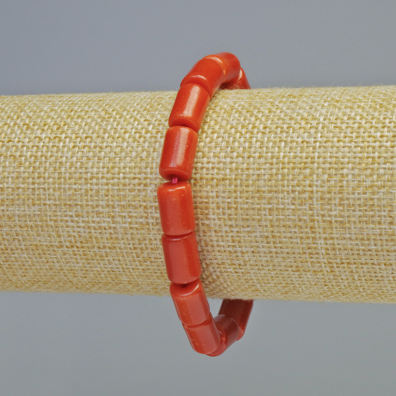 Red Jasper Bracelet (Pressed) Cylindrical, diameter 8×11.5 mm, 5 mm ± (stretch), length 18 cm+