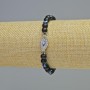 Shungite Bracelet (Imitation) Smooth Beads, 6 mm Diameter ± (Stretch), Length 18 cm ± with Eye Inserts