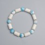 Bracelet with Aquamarine (Imitation) and White Agate, dimensions 7.5×12 mm, 8 mm ± (stretch), length 18 cm ±, with metal inserts