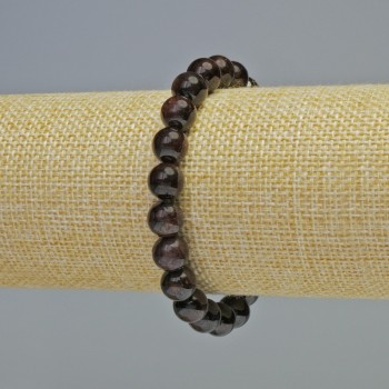 Natural Garnet Bracelet with Smooth Round Beads, 9mm Diameter ± (Stretch), Length 18 cm+