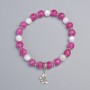 Bracelet Tourmaline Rubellite and Mother-of-Pearl, diameter 8mm, 7.5mm+- (stretch), length 18cm+- with metal inserts