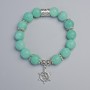 Bracelet with Amazonite, smooth beads, diameter 12 mm ±, length 18 cm ±, with metal inserts