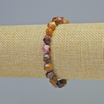 Mookaite Jasper Bracelet, natural stone, faceted beads, diameter 7x8 mm ± (stretch), length 18 cm+