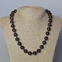 Garnet Necklace with Natural Stone, Smooth Beads, 12.5 mm Diameter, Length 45–50 cm
