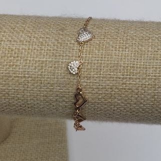 Bracelet 'Heart' Xuping 18K Gold Plating, length 18–21 cm, thickness 1.5 mm, with rhinestones