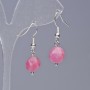 Rhodonite Earrings, Natural Stone, Faceted, 9–10 mm diameter, 31 mm length