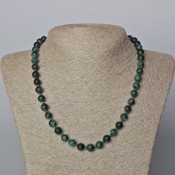 Emerald Necklace with a Natural Stone Smooth Bead, Diameter 8.5 mm, Length 45–48 cm