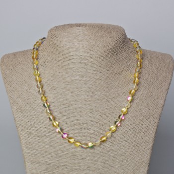 Opal glass necklace in yellow transparent chameleon — smooth bead, diameter 6.5 mm, length 45–48 cm