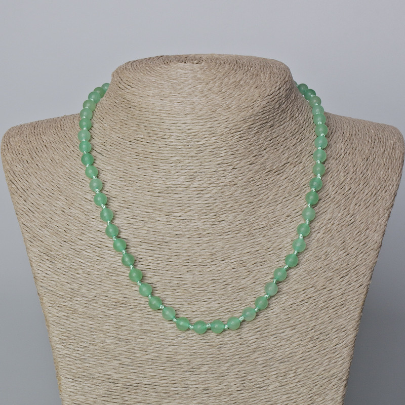 Nephrite Necklace with Natural Nephrite Stone, Smooth Bead, 6mm Diameter +-, 45-47cm Length