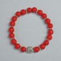 Coral Bracelet (Pressed) Smooth Bead, 8 mm Diameter ± (Stretch), Length 18 cm ± with Metal Inserts