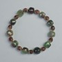 Bracelet with Rubellite Tourmaline and Zoisite, bead diameter 6mm–9mm ± (stretch), length 18cm ± with metal inserts