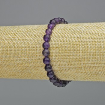 Amethyst natural stone bracelet, smooth bead, diameter 6.5 mm ± (stretch), length 18 cm+