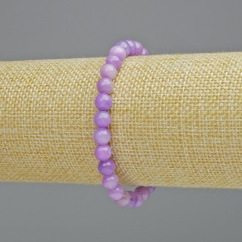 Bracelet Amethyst (Imitation Acrylic) Smooth Beads, Diameter 6.5 mm ± (Stretch), Length 18 cm+