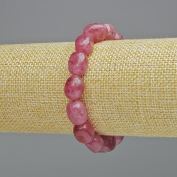 Rubellite Tourmaline Bracelet with Natural Stone, Faceted Beads, Diameter 9x13 mm ± (Stretch), Length 18 cm+
