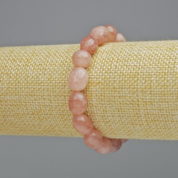 Strawberry quartz bracelet, natural stone faceted beads, diameter 9×12 mm ± (stretch), length 18 cm+