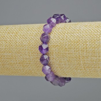 Amethyst bracelet, natural stone, faceted, diameter 9x10 mm +/- (stretch), length 18 cm+