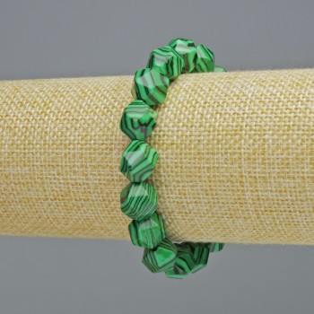 Malachite bracelet (faceted) 10×12 mm +/- (stretch), length 18 cm+