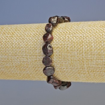 Garnet bracelet, natural gemstone, faceted beads, diameter 9x10 mm ± (stretch), length 18 cm