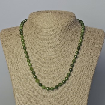 Jadeite Bead Necklace, natural stone, smooth beads, diameter 6.5 mm, length 45-48 cm