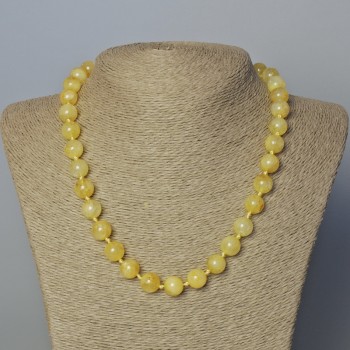 Citrine Necklace, natural stone, smooth beads, 10.5 mm diameter, length 45-47 cm