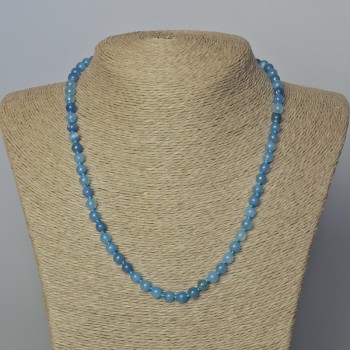 Aquamarine Necklace (Imitation) Smooth Bead, 6 mm Diameter, Length 45–49 cm