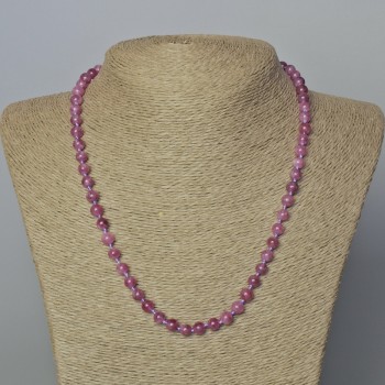 Rubellite Tourmaline Necklace, natural stone, smooth beads, diameter 6mm+-, length 45-49cm+