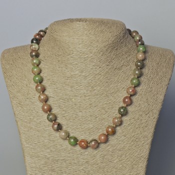 Watermelon Garnet Necklace Natural Stone Smooth Beads, 10mm Diameter, Length 45-49 cm