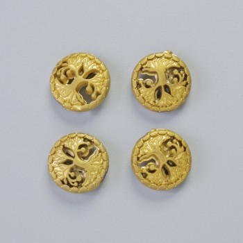 Hematite Bead "Tree" Matte Gold Color, Diameter 12.5×4.5 mm (4 pcs)