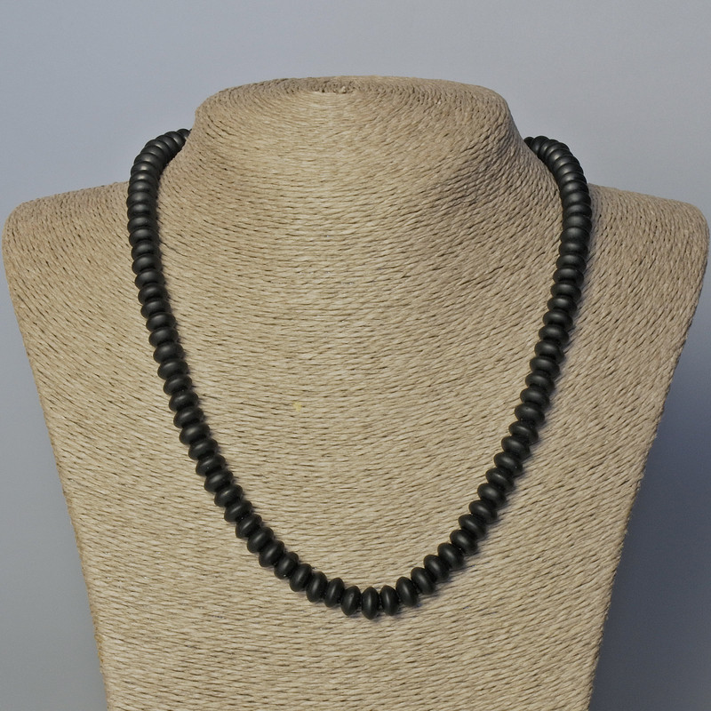 Shungite Necklace (Imitation) - Smooth Rondel, 8x5 mm, 45-49 cm