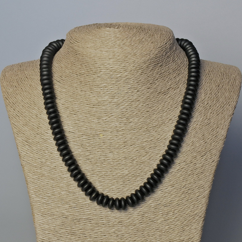 Shungite Necklace (Imitation) Smooth Rondel, 10×4.5 mm, Length 45–49 cm