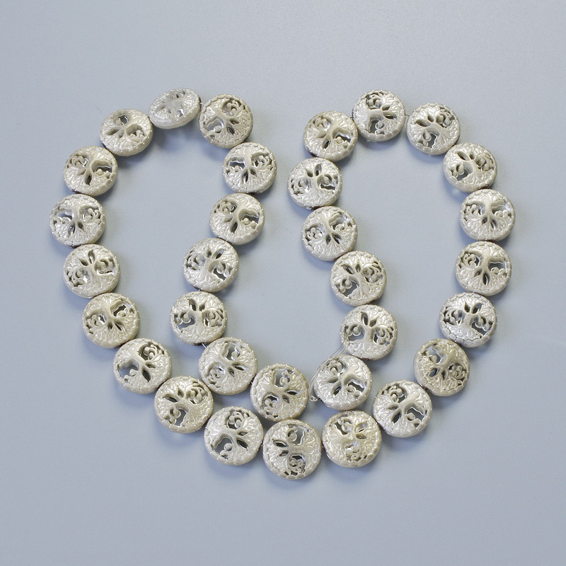 Hematite Beads 'Tree' Matte Silver Color, Diameter 12.5×4.5 mm, Length 41 cm +/- on thread