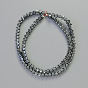 Hematite Beads with Star Inlay, Black, 4x4 mm, 41 cm Strand