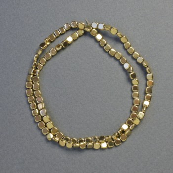 Hematite Beads, Square, Gold Color, Diameter 4x4x2 mm, Strand Length 40 cm