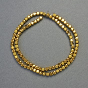 Hematite Cube Beads - Dark Gold, Matte and Glossy Finish, 4x4 mm, 40 cm Strand