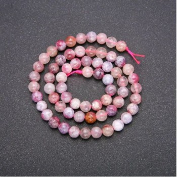 Natural Stone Beads — Pink Tourmaline, Smooth Round, 6 mm Diameter (+ -), Length 38 cm+
