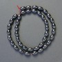 Hematite beads, oval shape, black color, 10×6 mm, length 41 cm, strand