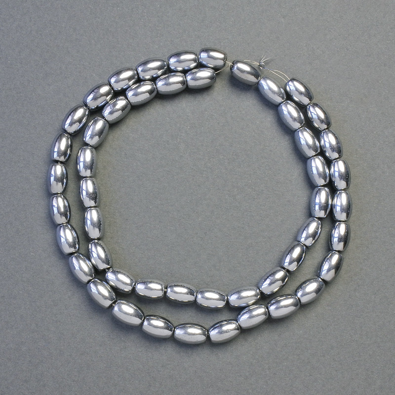 Hematite Beads, Oval, Silver Color, Diameter 5.5x7.5 mm, Length 42 cm Strand