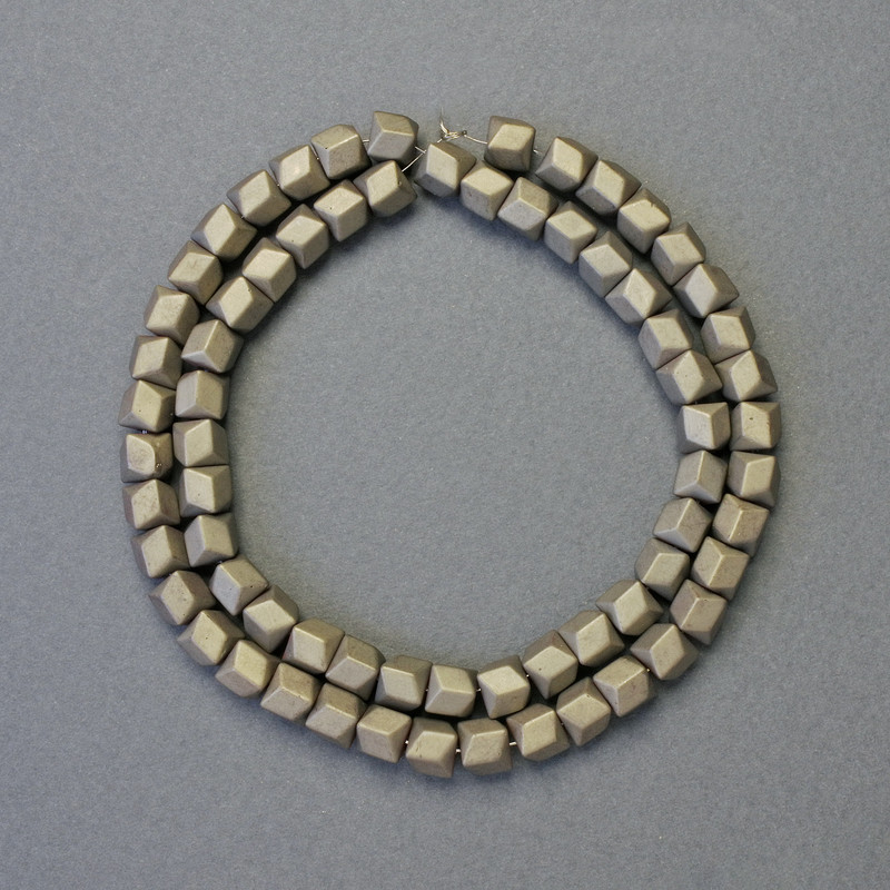 Hematite Beads Hexagonal Zigzag Khaki Matte, 6x6 mm Diameter, 42 cm Strand Length