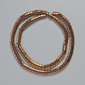 Hematite beads snake zigzag wave copper color, 5x4x3 mm diameter, approx. 40 cm long strand