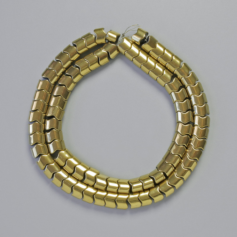 Hematite Beads, Snake-Shaped, Gold Color, Diameter 7x5x5 mm ±, Length 42 cm ± Strand