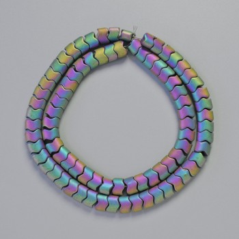 Hematite Beads Rainbow Zigzag Wave - Snake Pattern, 7x5x5 mm, 42 cm Strand