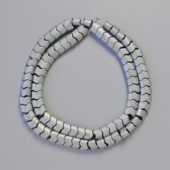 Hematite Beads Zigzag Snake-Wave Shape, Light Gray Matte Color, 7×5×5 mm Diameter, 42 cm Length Strand
