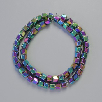Hematite beads hexagonal zigzag, multicolor, diameter 6x6 mm, length 42 cm, strand