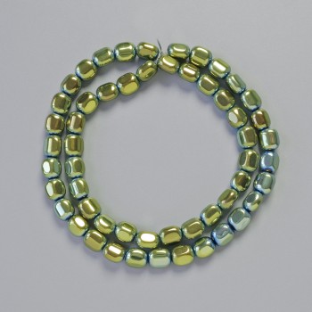 Hematite beads oval, green chameleon color, diameter 7×7 mm, length approximately 40 cm, strand
